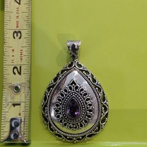 DOUG PAULUS LG STERLING SILVER & AMETHYST PENDANT